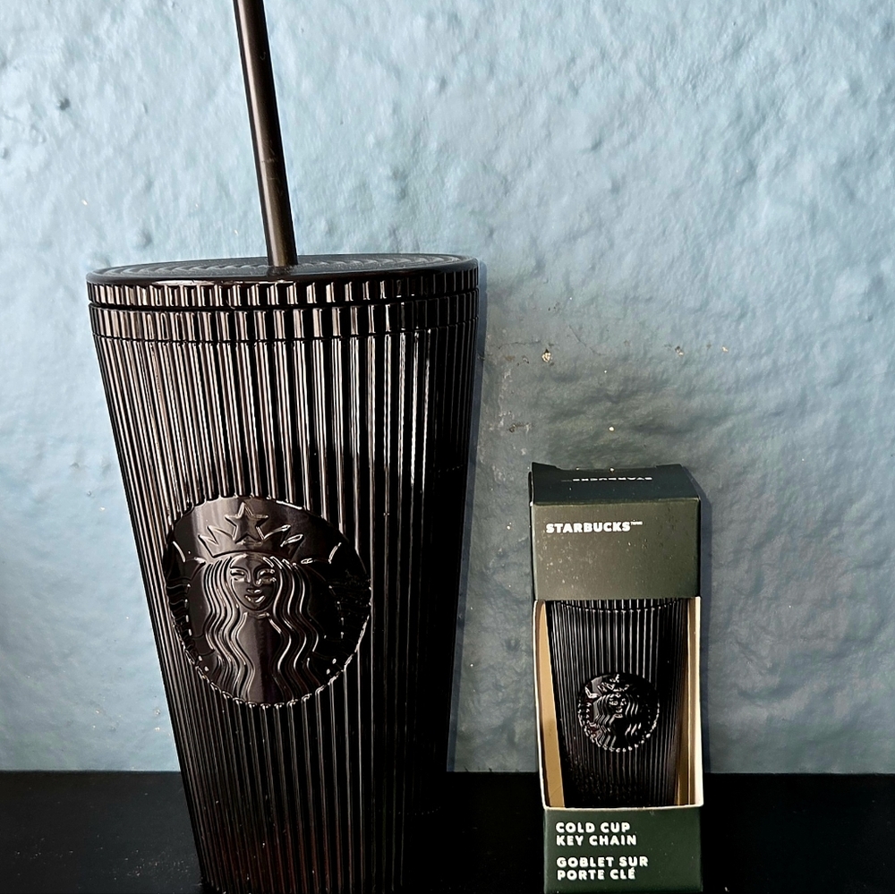 Starbucks Black Cold Cup 16oz and  Miniature Keychain